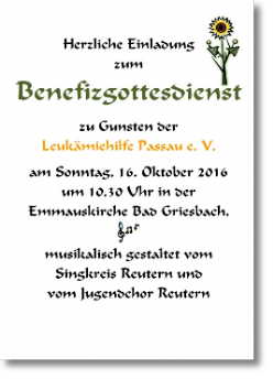 Plakat zum Benefizgottesdienst in Bad Griesbach