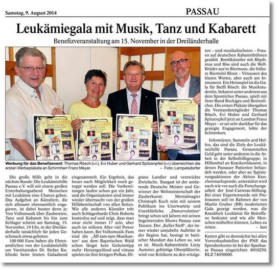 Bericht in der Passauer Neuen Presse am 09. August 2014